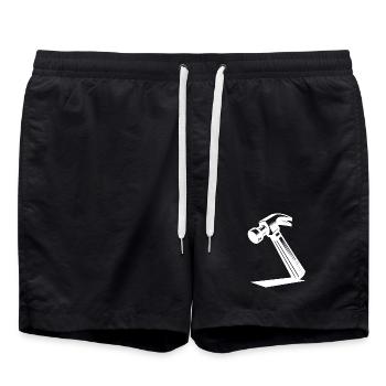 Motif de marteau pour charpentier et constructeur - Short de bain - noir - Devant - AI Model Male 185 light (185cm)