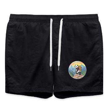 Randonnée de panda mignonne Camping Aventure en montagne - Short de bain - noir - Devant - AI Model Male 185 light (185cm)