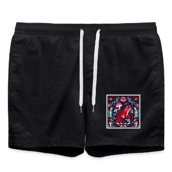 Grenouille mystique avec champignons et fleurs – Art populaire - Short de bain - noir - Devant - AI Model Male 185 light (185cm)
