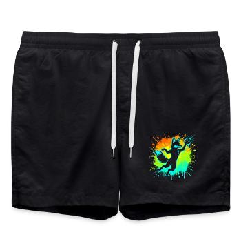 Handball Fuchs Kinder Geschenk Süß Niedlich - Badeshorts - Schwarz - Vorne - AI Model Male 185 light (185cm)