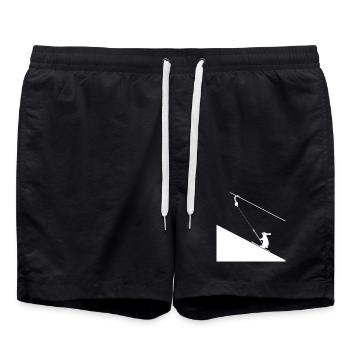 Hare climbing on rope - Swim Trunks - black - Front - AI Model Male 185 light (185cm)