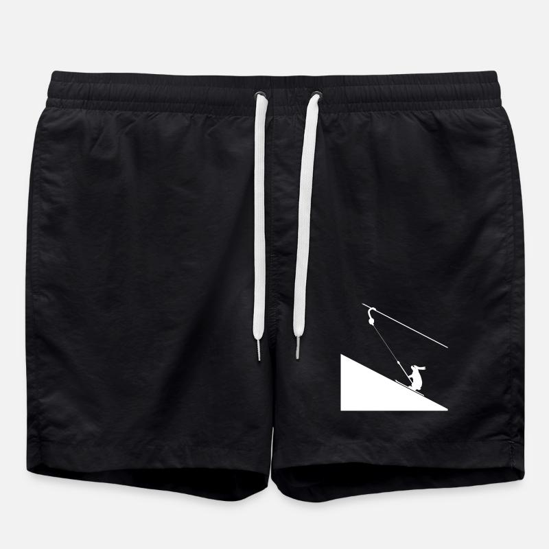 Hare climbing on rope - Swim Trunks - black