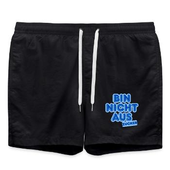 Ich bin kein Zucker – Blaue Bubble-Text - Badeshorts - Schwarz - Vorne - AI Model Male 185 light (185cm)