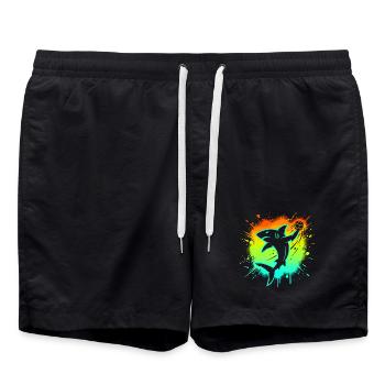 Handballer Hai lustig Kinder Geschenk Grafik - Badeshorts - Schwarz - Vorne - AI Model Male 185 light (185cm)