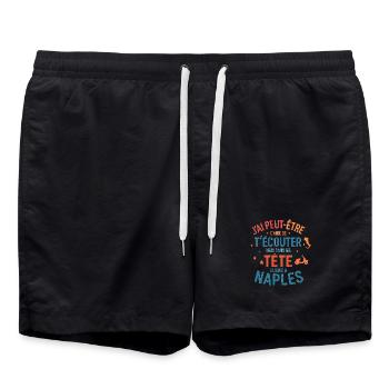 J'ai peut-être l'air d'écouter Naples - Short de bain - noir - Devant - AI Model Male 185 light (185cm)