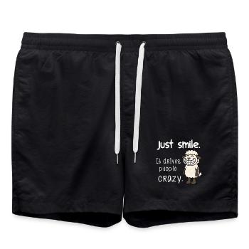Souris juste – Motif de mouton drôle et espiègle - Short de bain - noir - Devant - AI Model Male 185 light (185cm)