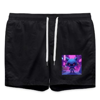 Ninjo Urbaner Neon-Roboter - Badeshorts - Schwarz - Vorne - AI Model Male 185 light (185cm)