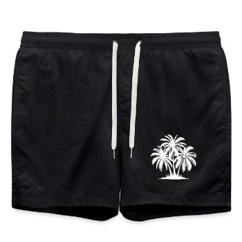 Palmen Oase gegen Stress Insel Tattoo Style - Badeshorts - Schwarz - Vorne - AI Model Male 185 light (185cm)