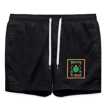 Merry Xmas Christmas - Swim Trunks - black - Front - AI Model Male 185 light (185cm)