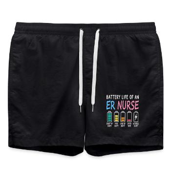 Battery level of an emergency room nurse humor - Swim Trunks - black - Front - AI Model Male 185 light (185cm)