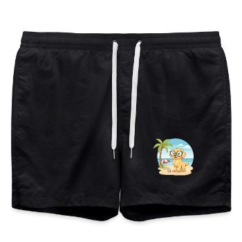 Vacances d’été sur la plage avec des lunettes - Short de bain - noir - Devant - AI Model Male 185 light (185cm)