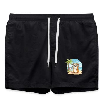 Mignonne cochon d’Inde avec des lunettes plage vacances d’été - Short de bain - noir - Devant - AI Model Male 185 light (185cm)