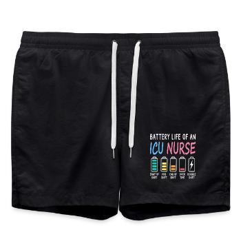 Battery level of an intensive care nurse Humor - Swim Trunks - black - Front - AI Model Male 185 light (185cm)