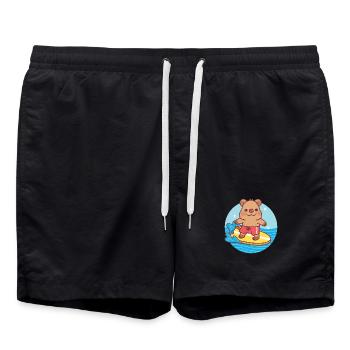 Quokka mignon, la plage des vagues et l’été - Short de bain - noir - Devant - AI Model Male 185 light (185cm)