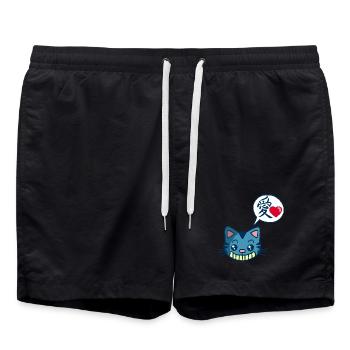 Kawaii manga cat - Swim Trunks - black - Front - AI Model Male 185 light (185cm)