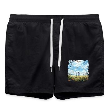 Carefree children's friends in butterfly flight - Swim Trunks - black - Front - AI Model Male 185 light (185cm)