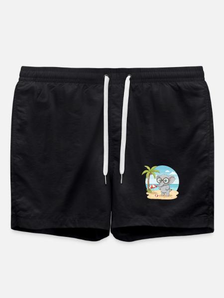 Süßer Elefant mit Brille Strandsommerurlaub - Badeshorts - Schwarz