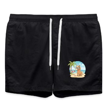 Cute Horse with Glasses Beach Summer Vacation - Swim Trunks - black - Front - AI Model Male 185 light (185cm)
