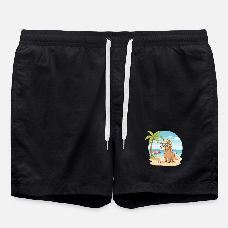 Süßes Pferd mit Brille Strandsommerurlaub - Badeshorts - Schwarz