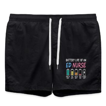 Emergency Nurse Battery Level Levels Humor - Swim Trunks - black - Front - AI Model Male 185 light (185cm)