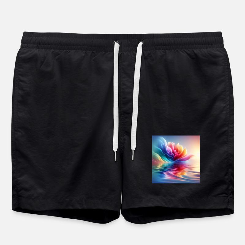 Abstrakte Blumenwellen 1 - Badeshorts - Schwarz