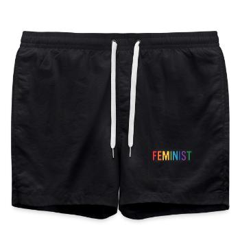 Feminist - Feminism Logo T-Shirt - Swim Trunks - black - Front - AI Model Male 185 light (185cm)