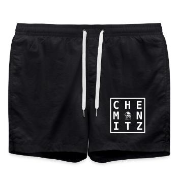 Chemnitz Karl-Marx Souvenir Design Nischel Art - Short de bain - noir - Devant - AI Model Male 185 light (185cm)