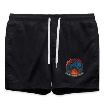 Blauer Wolf im Flammenkreis - Badeshorts - Schwarz - Vorne - AI Model Male 185 light (185cm)