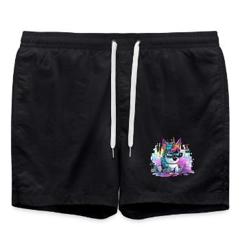 Techicorn Neon Unicorn - Short de bain - noir - Devant - AI Model Male 185 light (185cm)