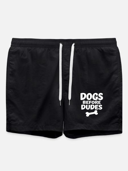 Dogs Before Dudes Hundeliebe Statement - Badeshorts - Schwarz