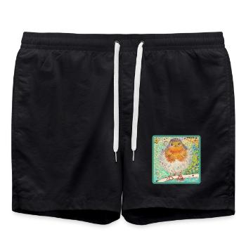 Rotkehlchen /Robin - Badeshorts - Schwarz - Vorne - AI Model Male 185 light (185cm)
