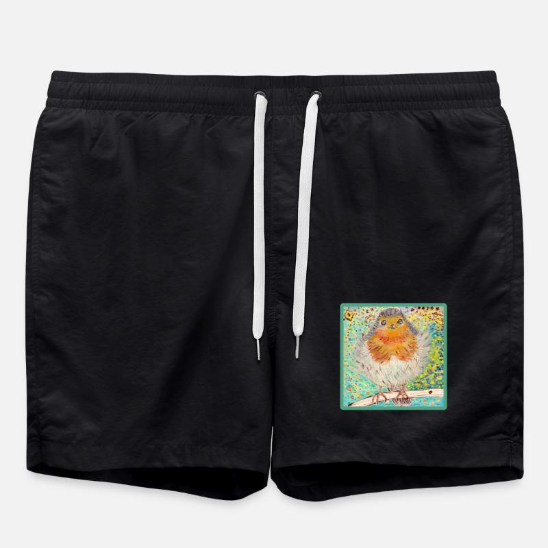 Rotkehlchen /Robin - Badeshorts - Schwarz