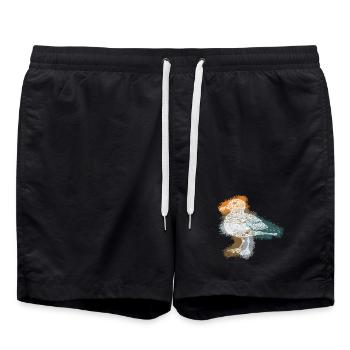 Zentangle Gull - Swim Trunks - black - Front - AI Model Male 185 light (185cm)