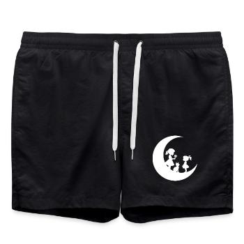 Silhouette de la Fêle Fleur sur la Lune - Short de bain - noir - Devant - AI Model Male 185 light (185cm)