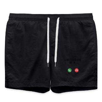 Working time fraud calls, what do you do - Swim Trunks - black - Front - AI Model Male 185 light (185cm)