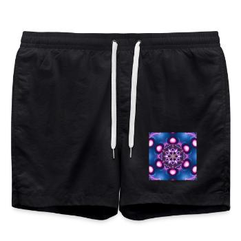 Kaléidoscope du mandala néon - Short de bain - noir - Devant - AI Model Male 185 light (185cm)