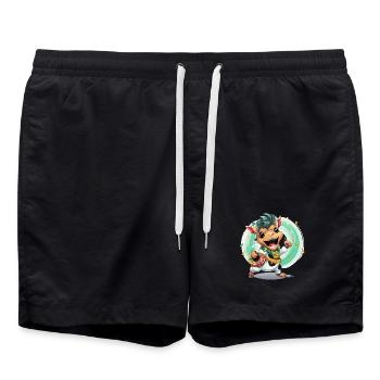 Kuh Trommler im Karneval - Badeshorts - Schwarz - Vorne - AI Model Male 185 light (185cm)