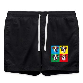 Hund Pop-Art Portrait - Badeshorts - Schwarz - Vorne - AI Model Male 185 light (185cm)