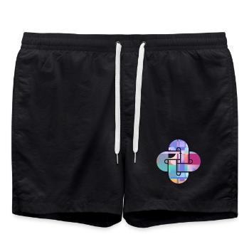 Mosaik-Wolkenkreuz - Badeshorts - Schwarz - Vorne - AI Model Male 185 light (185cm)