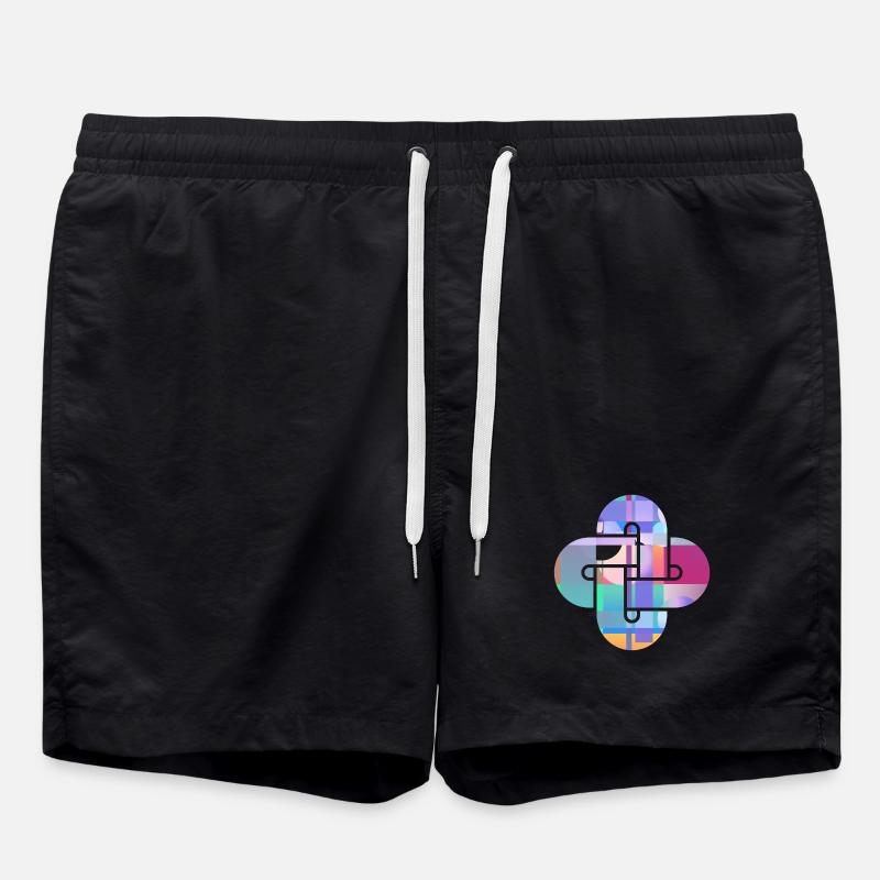 Mosaic Cloud Cross - Swim Trunks - black