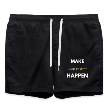 Faites que ça arrive : citation motivationnelle minimale - Short de bain - noir - Devant - AI Model Male 185 light (185cm)