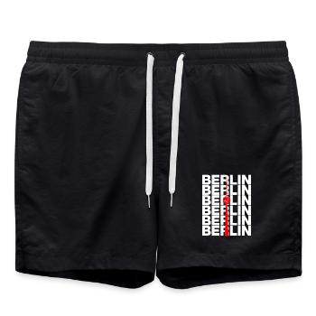 BERLIN FERNSEHTURM, ALEX WAHRZEICHEN DIT IS BERLIN - Badeshorts - Schwarz - Vorne - AI Model Male 185 light (185cm)
