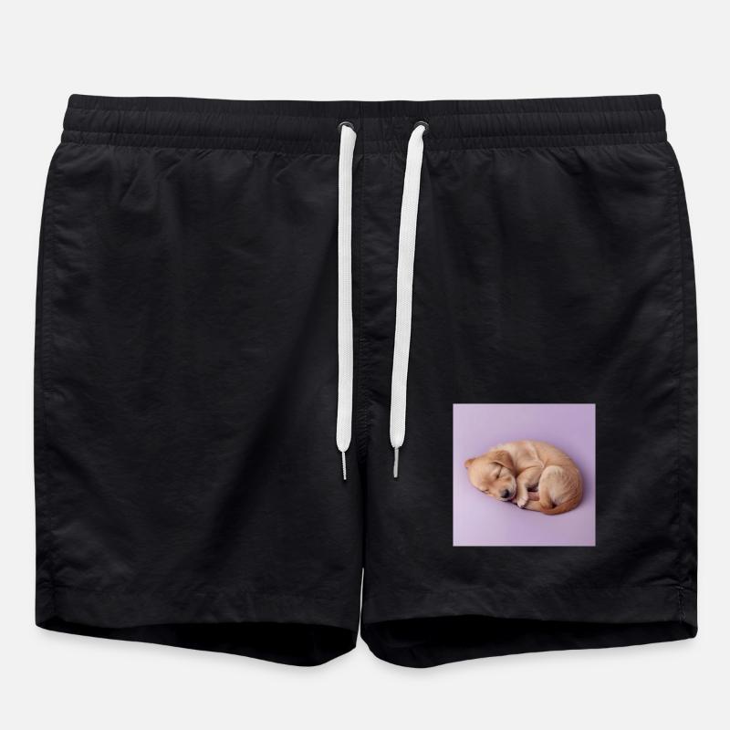 Chiot endormi sur fond lilas - Short de bain - noir
