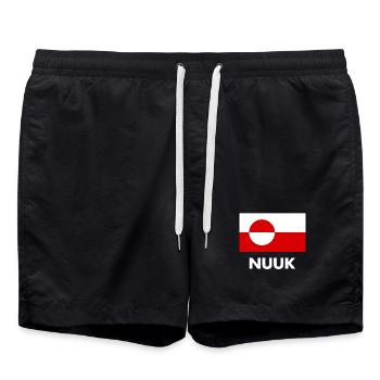 Greenland Flag - Nuuk - Grönland - Denmark Danmark - Badeshorts - Schwarz - Vorne - AI Model Male 185 light (185cm)