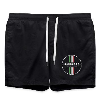 Gardasee Koordinaten - Badeshorts - Schwarz - Vorne - AI Model Male 185 light (185cm)