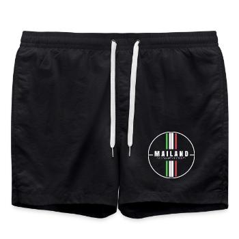 Mailand Koordinaten - Badeshorts - Schwarz - Vorne - AI Model Male 185 light (185cm)