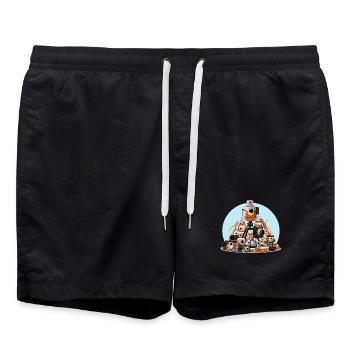 Kamerapile Illustration - Badeshorts - Schwarz - Vorne - AI Model Male 185 light (185cm)
