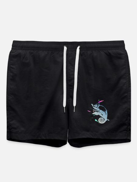 Spiral Chameleon in Neon Gradient - Swim Trunks - black