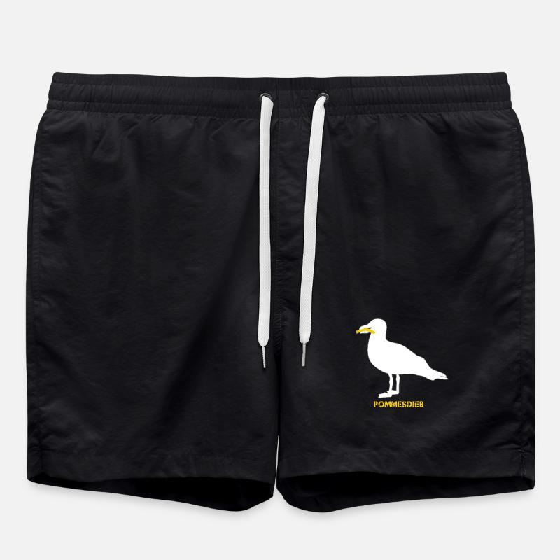 Frites Mouette Voleuse - Blanc - Short de bain - noir
