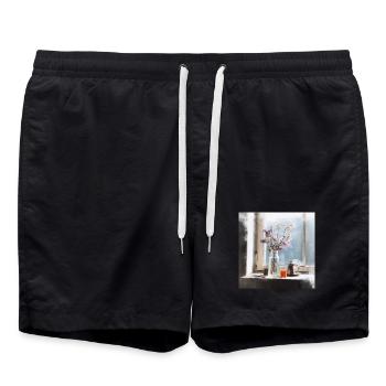 Friedliche Ruhe - Badeshorts - Schwarz - Vorne - AI Model Male 185 light (185cm)